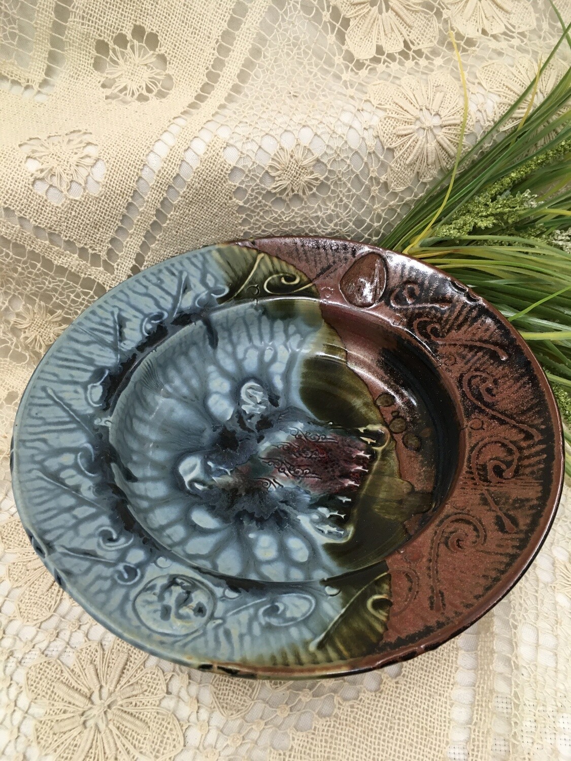 Small Fancy Bowl, Blue Ash - Parsons Dietrich Pottery - Canadian Handmade