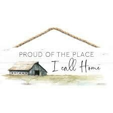 Wood Word String Sign - Proud of the Place I call Home - P.G. Dunn Designs