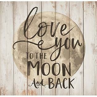 Wood Word Block Mediium - Love you to the Moon and Back - 5.5 x 5.5 inches - P.G. Dunn