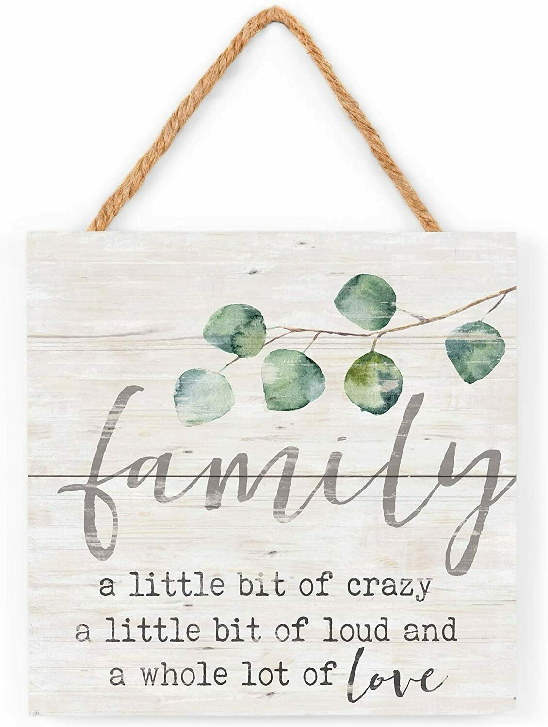 Wood Word Pallet String Sign - Family - a little bit of crazy.... - 7 x 7 inches - P.G. Dunn
