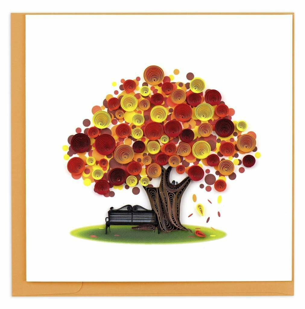 Quilling Card - Autumn Tree - handcrafted - Blank inside