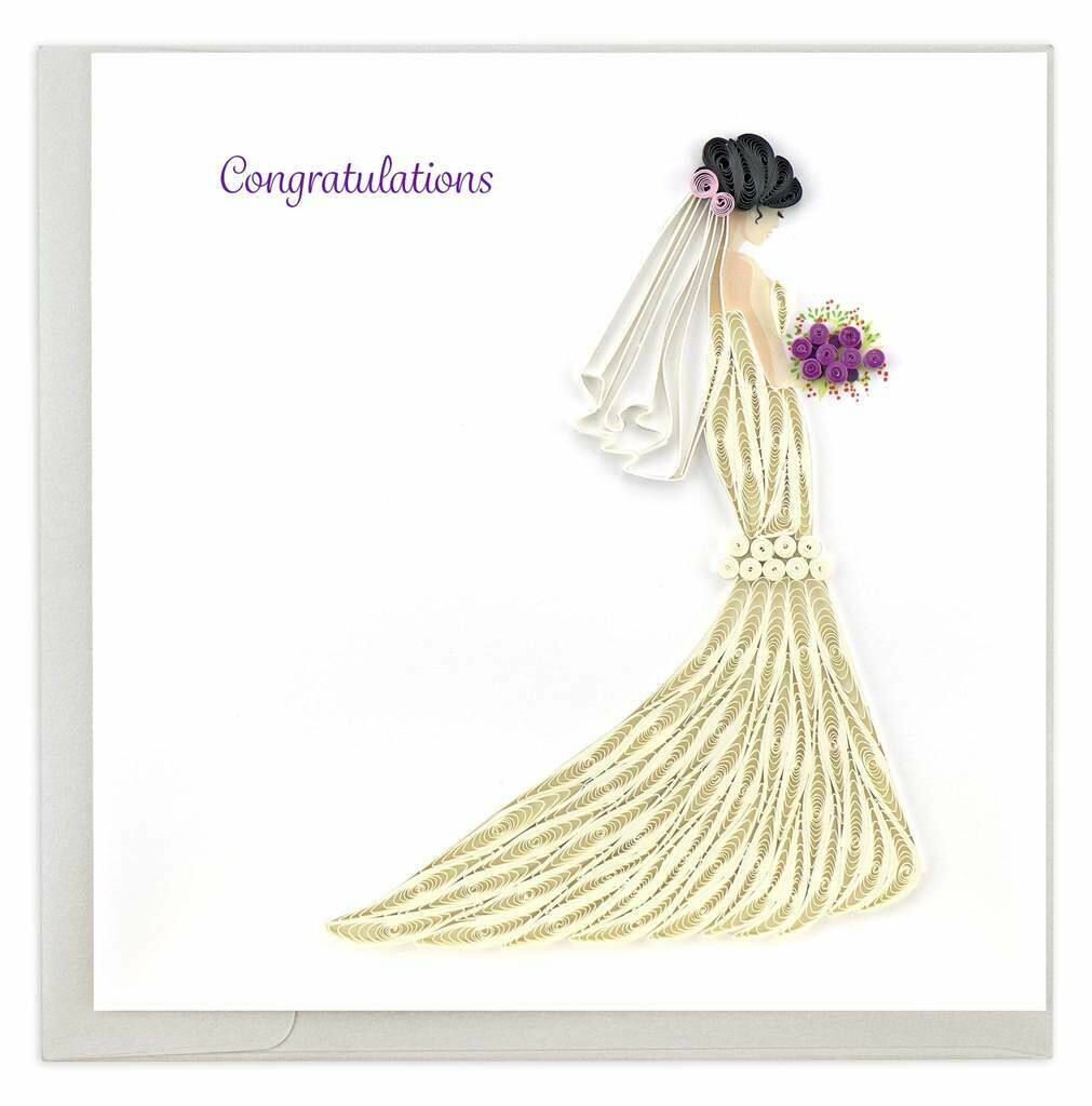 Quilling Card - Bridal Congrats - handcrafted - Blank inside