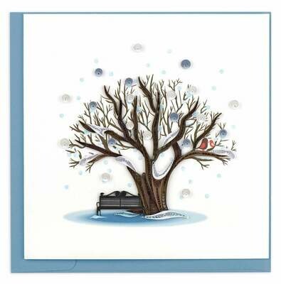 Quilling Card - Winter Tree - handcrafted - Blank inside