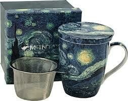 Van Gogh - Starry Night - Single Fine Bone China Tea Mug/Cup in Collector Box - with Lid and Strainer