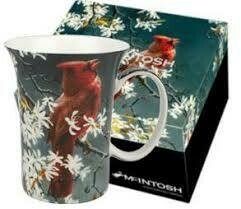 Bateman - Cardinal - Canadian Artist - White Honeysuckle Flowers - Single Fine Bone China Crest Mug in Collector Box