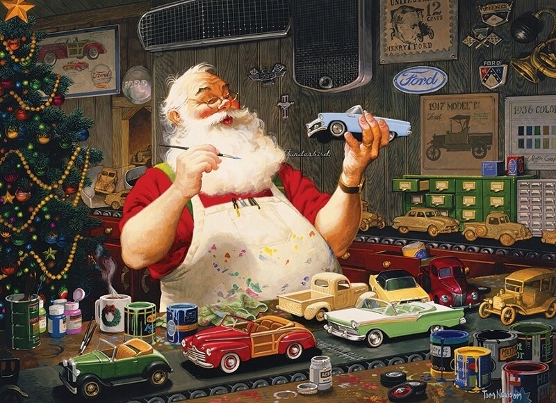 Santa Painting Cars - 1000 Piece Cobble Hill Puzzle
