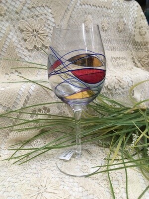Blue Tiffany Wine Glass - Stemmed for Red or White Wine - handblown in Romania