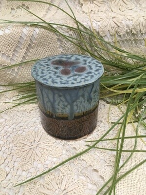 French Butter Dish, Blue Ash - Parsons Dietrich Pottery - Handmade Canadian