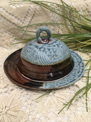 Bell Butter Dish, Blue Ash - Parsons Dietrich Pottery - Canadian Handmade
