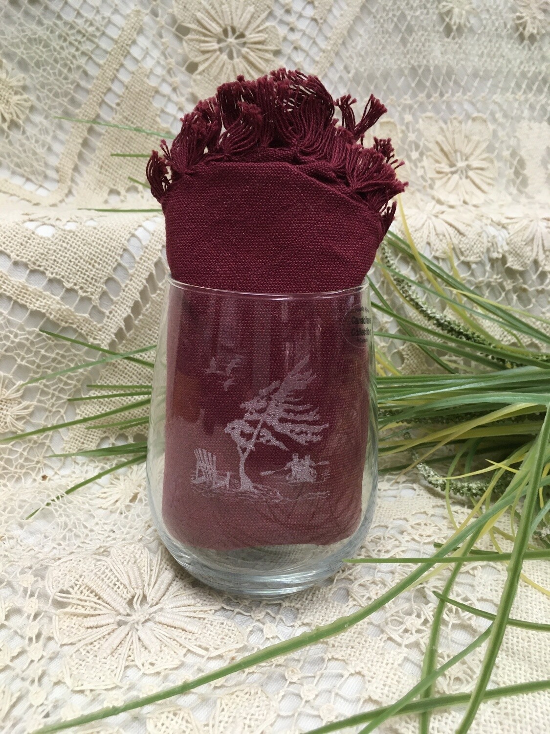 Wine Cup - Outdoor Muskoka Scenery - Stemless - Etched Glass - Canadiana Collection
