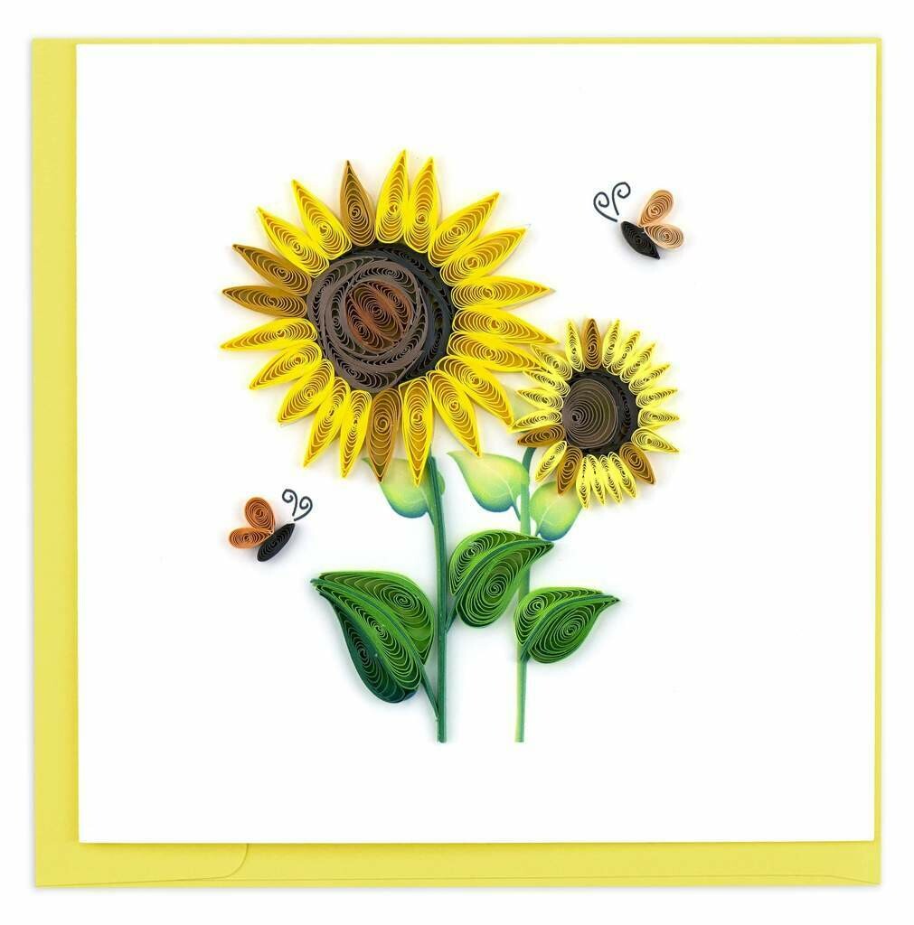 Quilling Card - Sunflowers - handcrafted - Blank inside