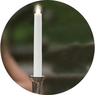Ivory - 8 inch Taper Reallite Flameless Candle with Timer - moving flame