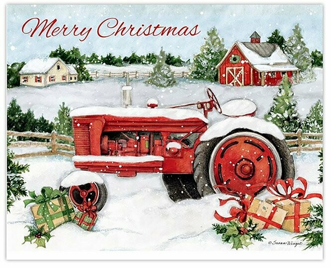 Lang Christmas Cards - Snowy Tractor - 18 per Box