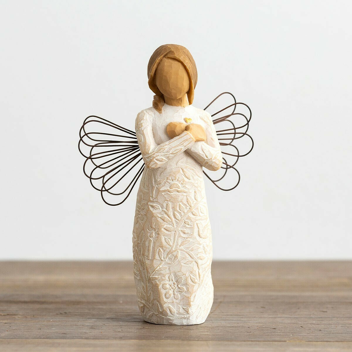 Willow Tree: Remembrance - Angel holding Heart with Wire Wings