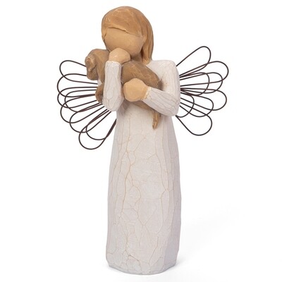 Willow Tree: Angel of Friendship - Standing Holding Puppy Dog - Wire Wings