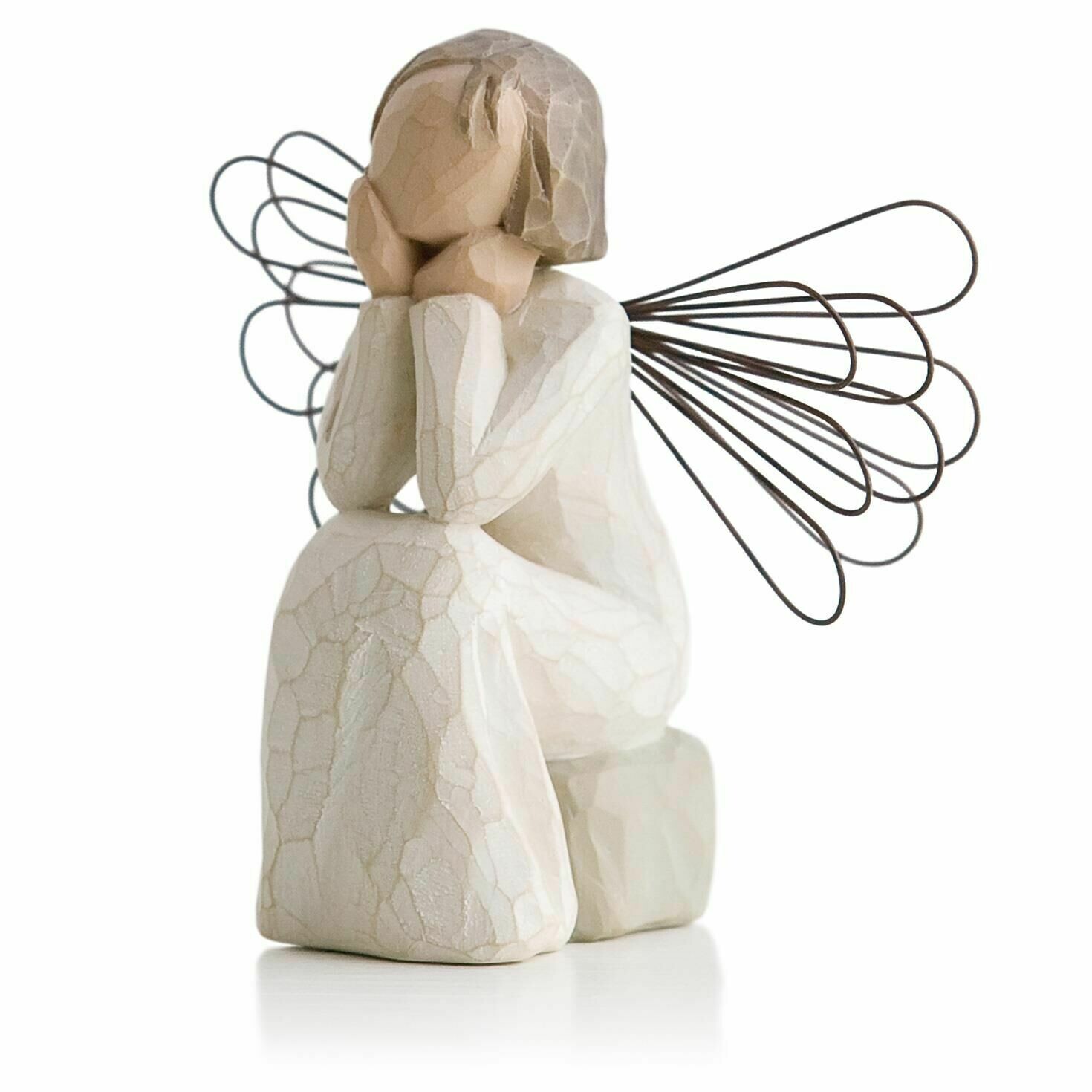 Willow Tree: Angel of Caring - Sitting with Chin on Hands - Wire Wings