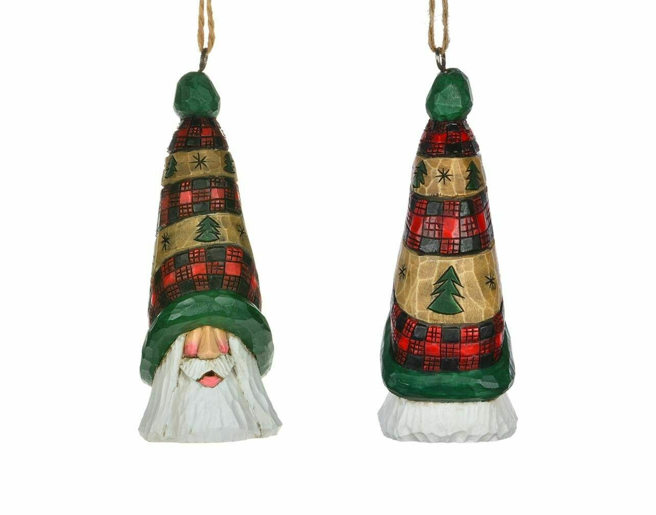 Cottage Carvings Quilt Santa Head Ornament - 5" - will stand or hang - Canadian Artist Dave Francis