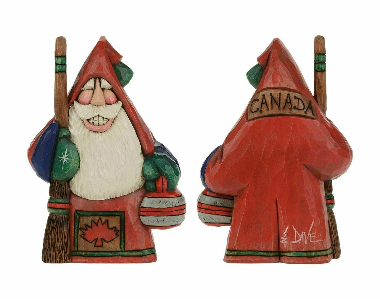 Cottage Carvings Canadian Curler Santa - 6 inches - Canadian Artist Dave Francis