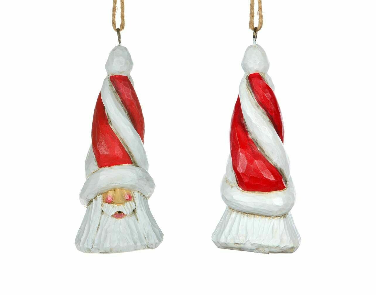 Cottage Carvings Candy Cane Santa Head Ornament - 5" - will stand or hang - Canadian Artist Dave Francis