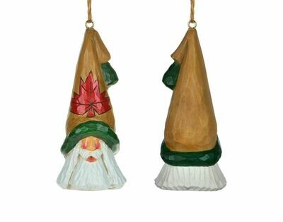 Cottage Carvings Maple Leaf Santa Head Ornament - 5" - will stand or hang - Canadian Artist Dave Francis