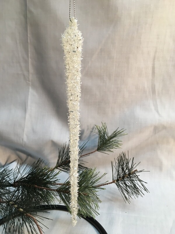 Spun Glass Icicle with glitter Ornament
