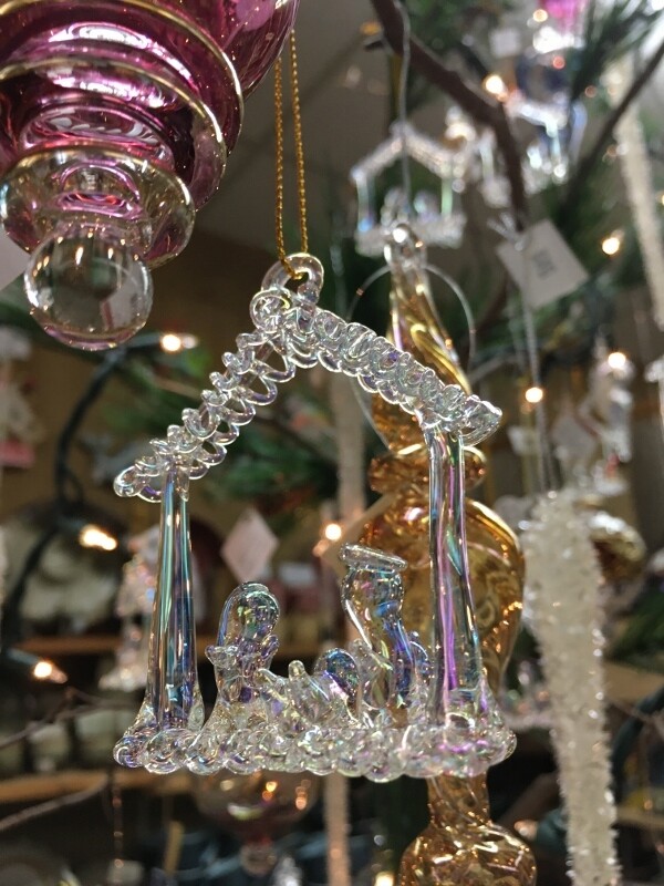 Spun Glass Nativity Ornament - 2.5" Holy Family