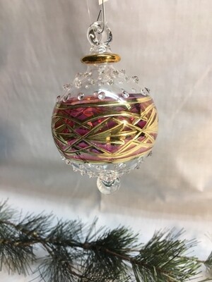 Egyptian Glass Christmas Ornament - Red glass Ball - handmade in Egypt