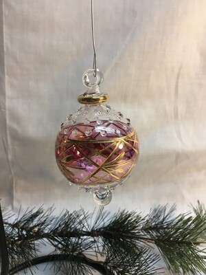 Egyptian Glass Christmas Ornament - Pink glass Ball - handmade in Egypt