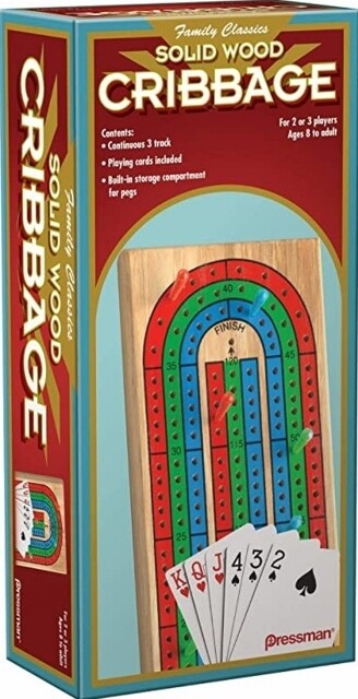 Cribbage - Wooden Folding Game Board - Includes Deck of Cards