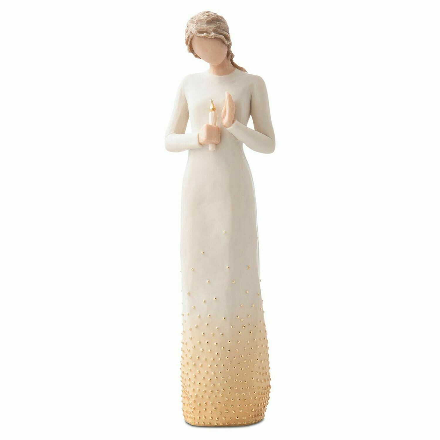 Willow Tree: Vigil - Woman with candle - applied gold leaf accents