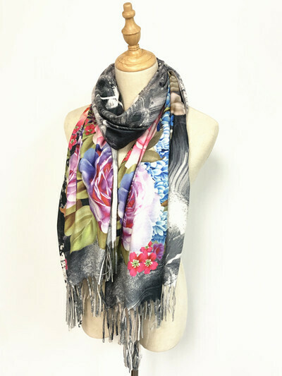 Oil Painting Scarf - soft feel wrap - Floral Design