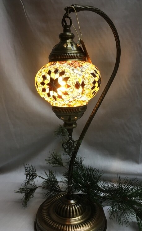 Mosaic Glass Table Lamp - Brown Pinwheel