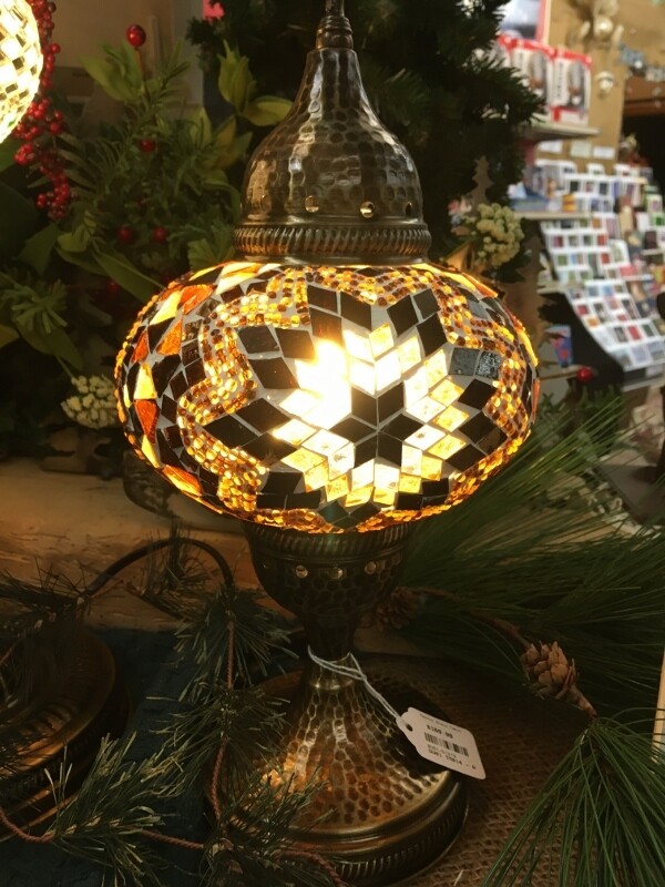 Mosaic Glass Table Lamp - Large - Brown / Rust Pinwheel