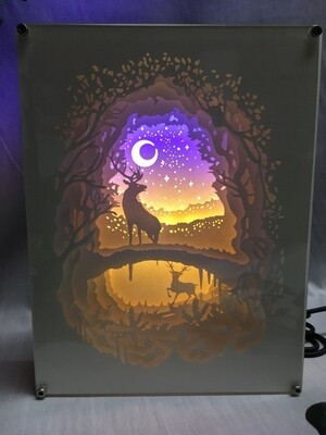 Can You See the Moon - Deer - Paper Art Led Light Box