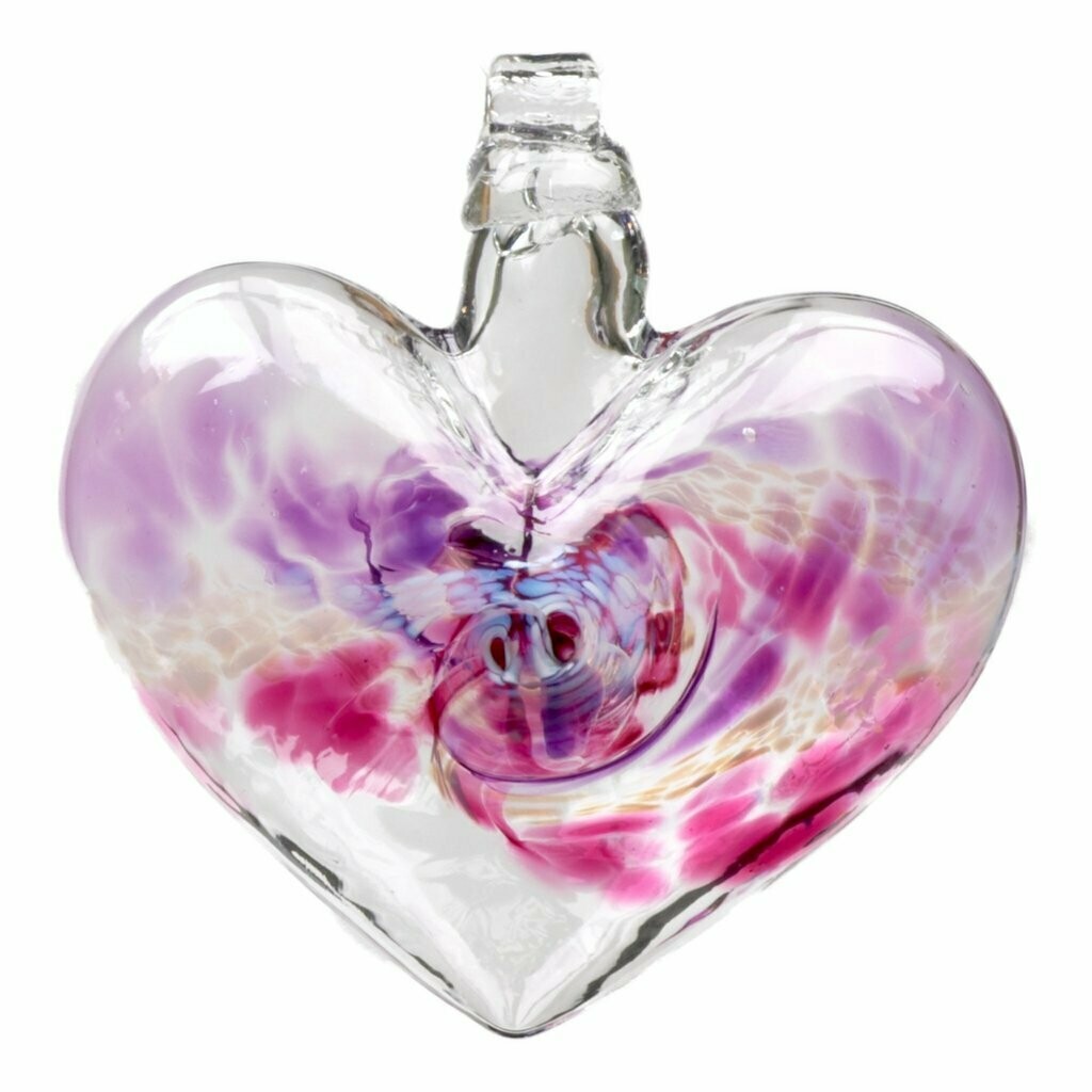 3" Heart - Van Glow - Purple/Pink - Canadian Blown Glass