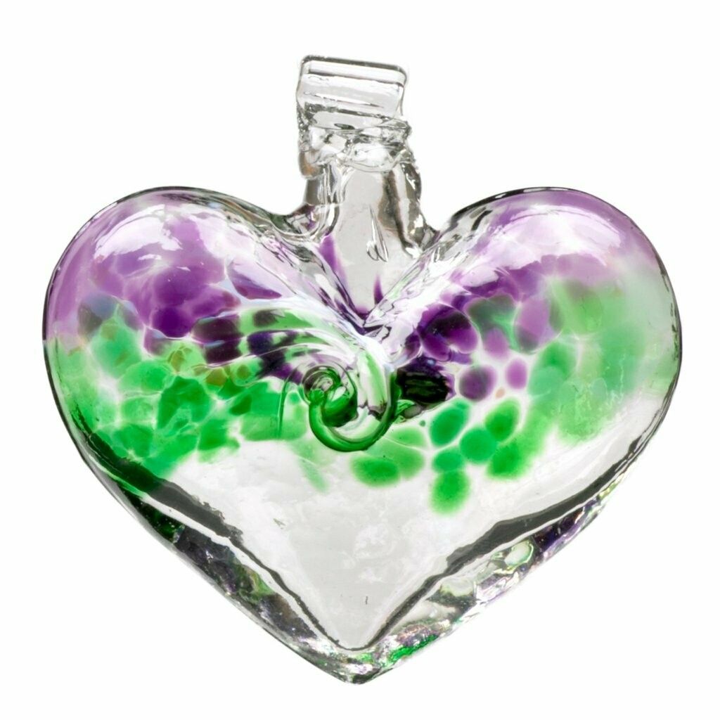 3" Heart - Van Glow - Purple/Green - Canadian Blown Glass