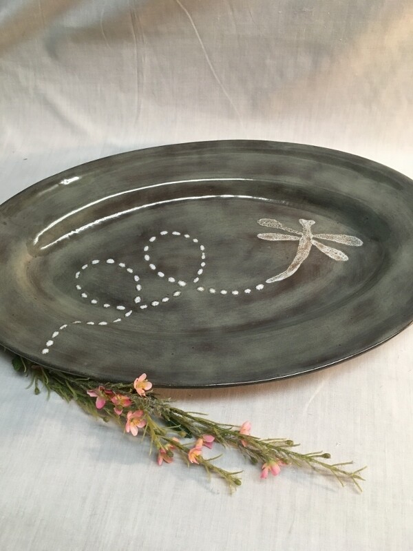 Large Oval Platter - Dragonfly - Canadian Handmade by Ed Lucier