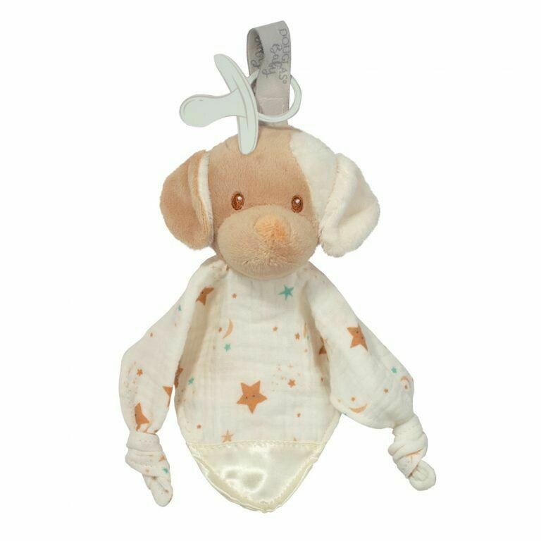 Auggie Tan Puppy - Paci Lovey, Pacifier Holder Blanket - Douglas Baby