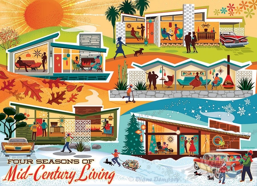Four Seasons of Mid-Century Living - 500 Piece Cobble Hill Puzzle