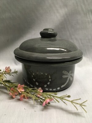 Covered Pate dish / Butter Crock - Dragonfly - Canadian Handmade by Ed Lucier