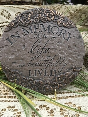 Garden Stepping Stone - In Memory of a life so beautifully lived - 9.5 inch diameter