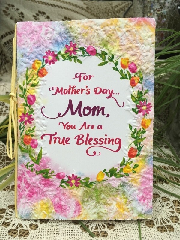 Mother's Day - For Mother's Day, Mom You are a True Blessing - Raffia Bow and handmade paper card - Blue Mountain Arts