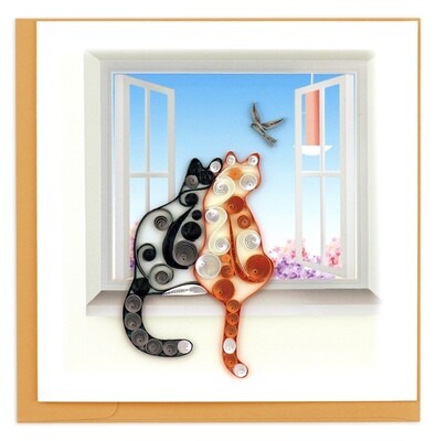 Quilling Card - Two Cats - handcrafted - Blank inside