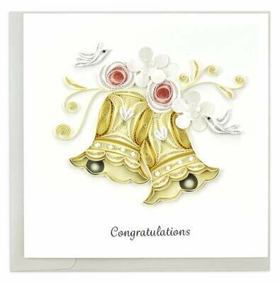 Quilling Card - Wedding Bells - Handcrafted - Blank inside