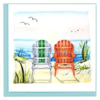 Quilling Card - Beach Adirondack Chairs - Handcrafted - Blank inside