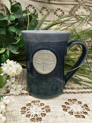 Medallion Large Mug, Dragonfly, Ocean Blue - Pavlo Pottery - Canadian Handmade