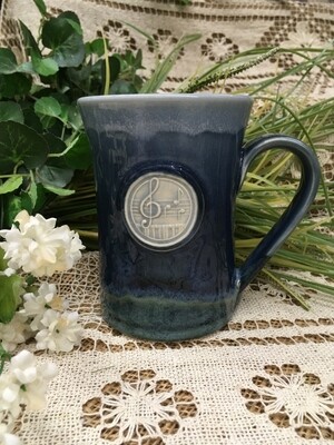 Medallion Large Mug, Music - Ocean Blue - Pavlo Pottery - Canadian Handmade