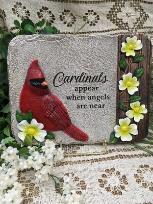 Garden Stepping Stone - "Cardinals appear when angels are near" - 10.5 x 8 inches - slate stone look