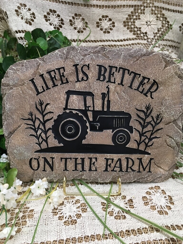 Garden Stepping Stone - Life is Better on the Farm - 11 x 8.5 inches - slate stone look