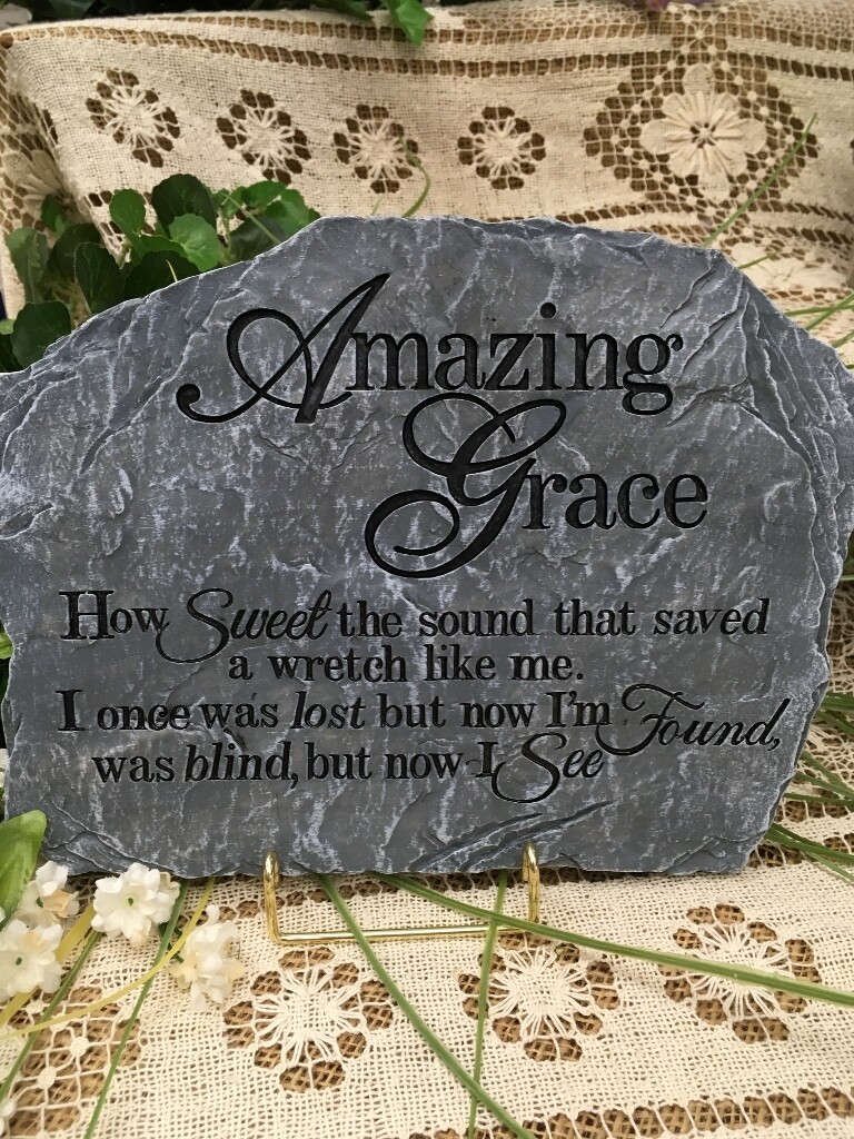 Garden Stepping Stone - Amazing Grace - 11 x 8.5 inches - slate stone look